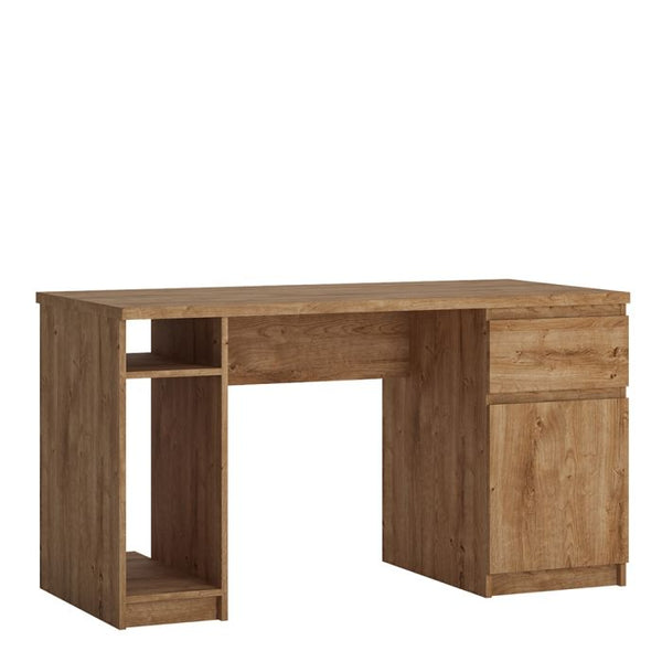Wooden Computer Double Pedestal Desk with 1 Drawers 1 Door | Laptop Study Bedroom Desk
