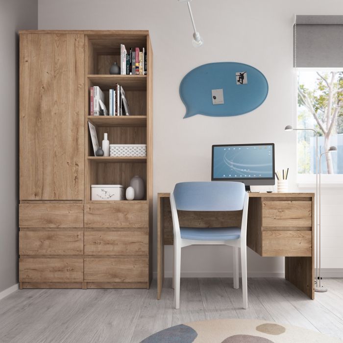 Wooden Computer Double Pedestal Desk with 1 Drawers 1 Door | Laptop Study Bedroom Desk