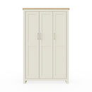 3 Door Wardrobe 181cm, Wooden Wardrobe with Drawer Bedroom Storage Furniture Large Cupboard Hanging Bar Clothes Rail Storage