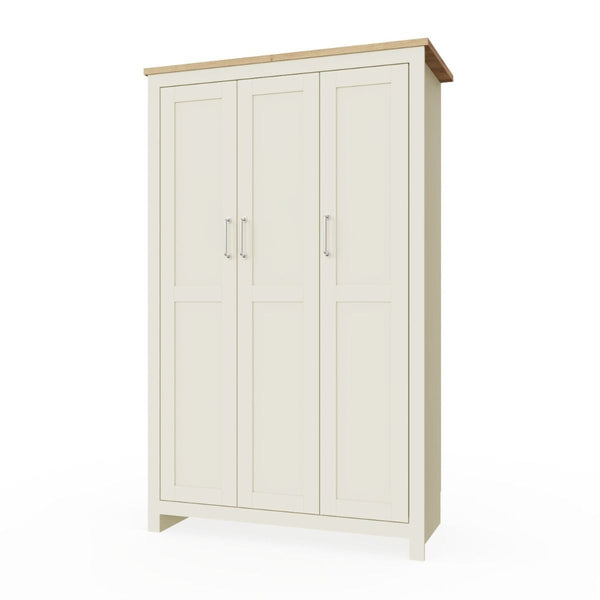 3 Door Wardrobe 181cm, Wooden Wardrobe with Drawer Bedroom Storage Furniture Large Cupboard Hanging Bar Clothes Rail Storage