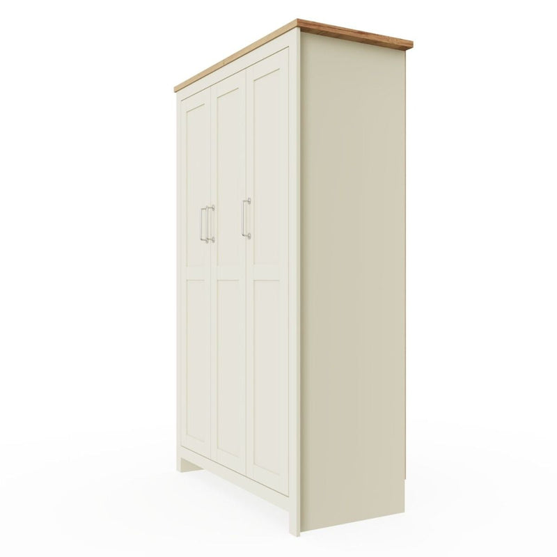 3 Door Wardrobe 181cm, Wooden Wardrobe with Drawer Bedroom Storage Furniture Large Cupboard Hanging Bar Clothes Rail Storage