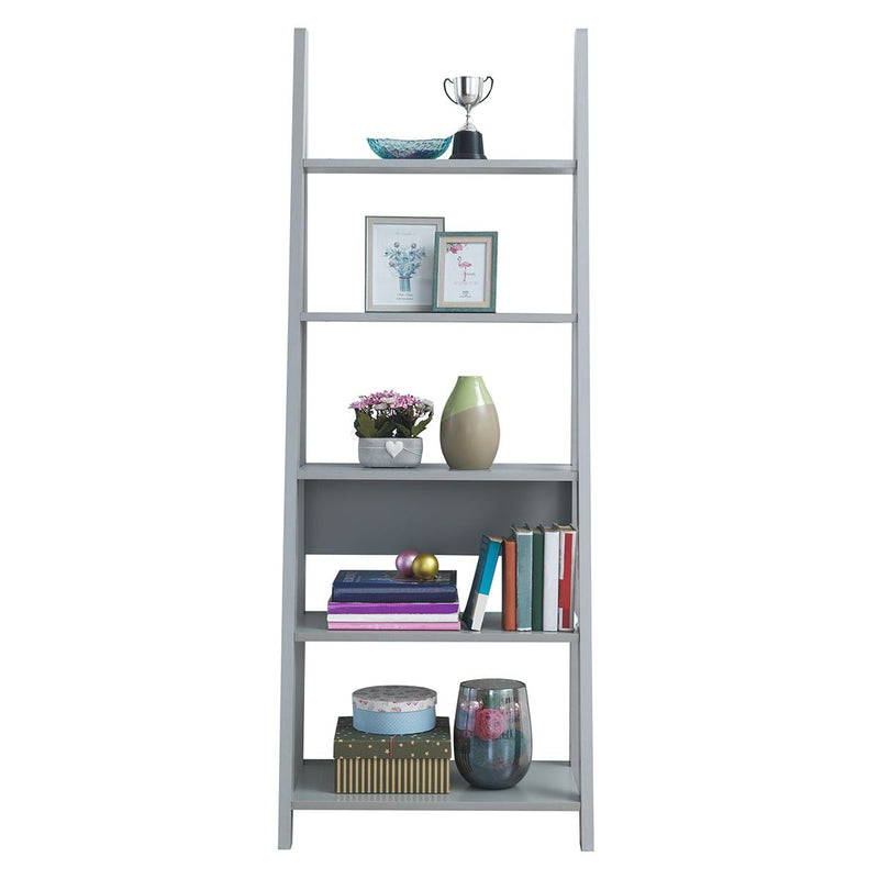 Zinsom Contemporary Design Ladder Bookcase 5 Tier Grey