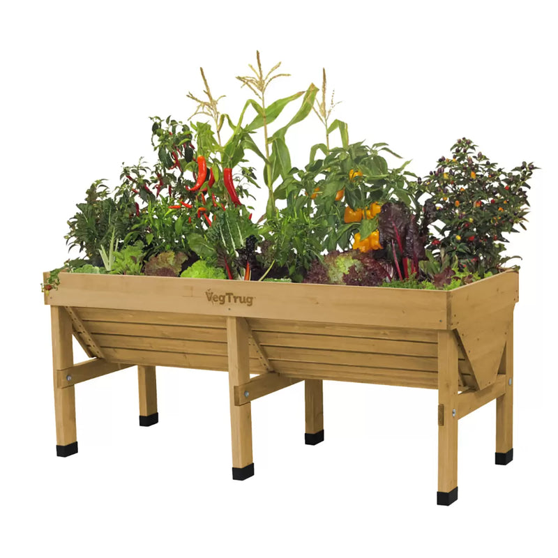 VegTrug 1.8m Medium Raised Wooden Planter in Natural Wood Colour