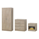3 Piece Furniture Set with 2 Door Wardrobe and 3 Drawer Sideboard Cupobaord and 1 Drawer Sidetable