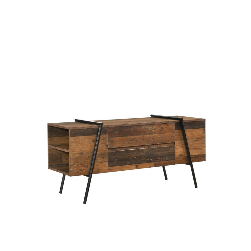 Zinsom Rustic Design TV Cabinet Stand with 2 Drawers & 4 Open Shelfs.
