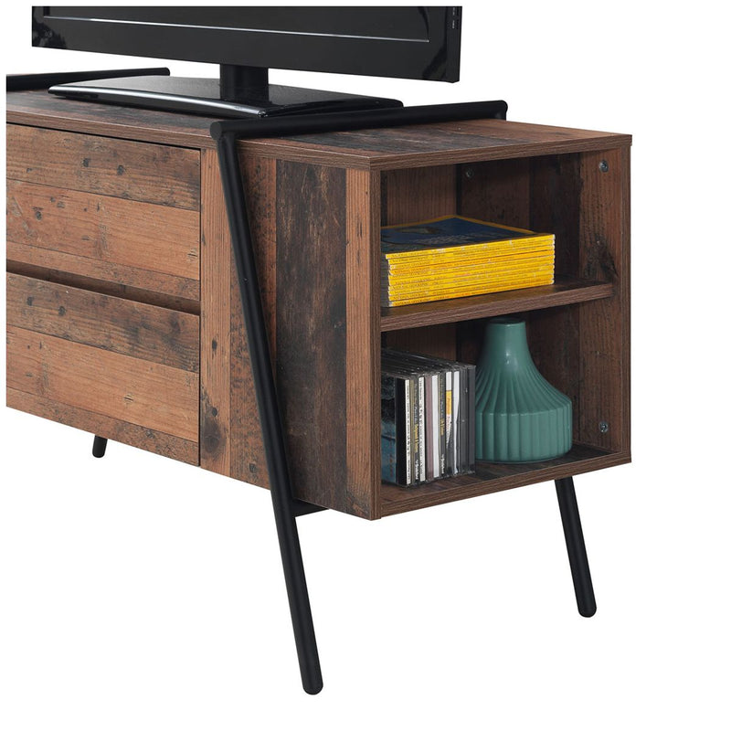 Zinsom Rustic Design TV Cabinet Stand with 2 Drawers & 4 Open Shelfs.