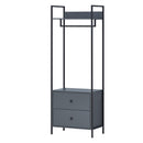 2 Tier Open Wardrobe & 2 Drawers, Coat & Garment Rack Hanging Rail Cloth Rack, Dryer Freestanding Wardrobe For Dressing Room, Bedroom