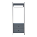 2 Tier Open Wardrobe & 2 Drawers, Coat & Garment Rack Hanging Rail Cloth Rack, Dryer Freestanding Wardrobe For Dressing Room, Bedroom