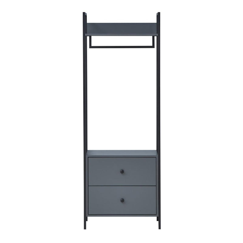2 Tier Open Wardrobe & 2 Drawers, Coat & Garment Rack Hanging Rail Cloth Rack, Dryer Freestanding Wardrobe For Dressing Room, Bedroom