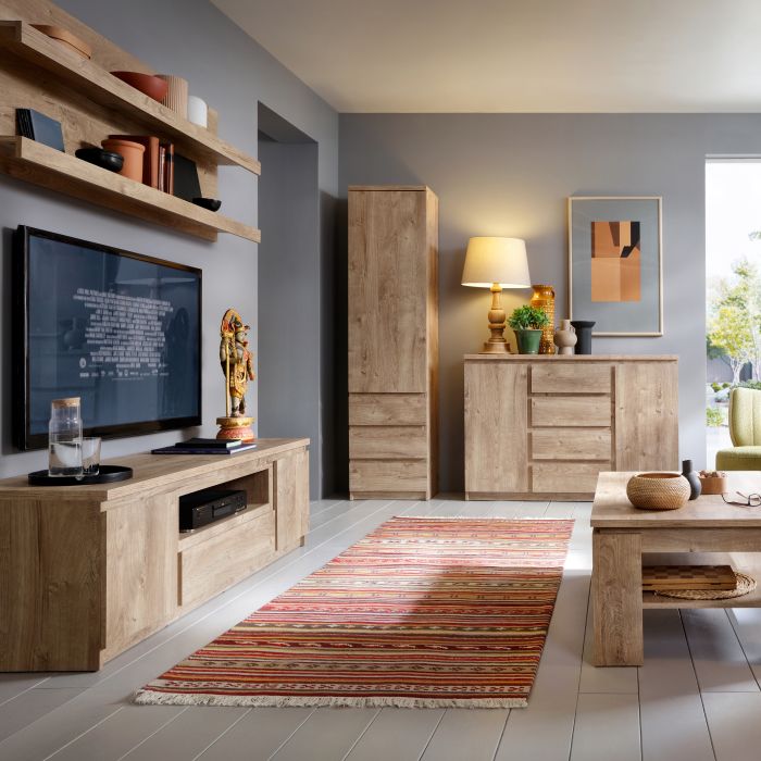 Compact Coffee Table with Storage Shelf 110cm | Rectangular Centre Table for Living Room