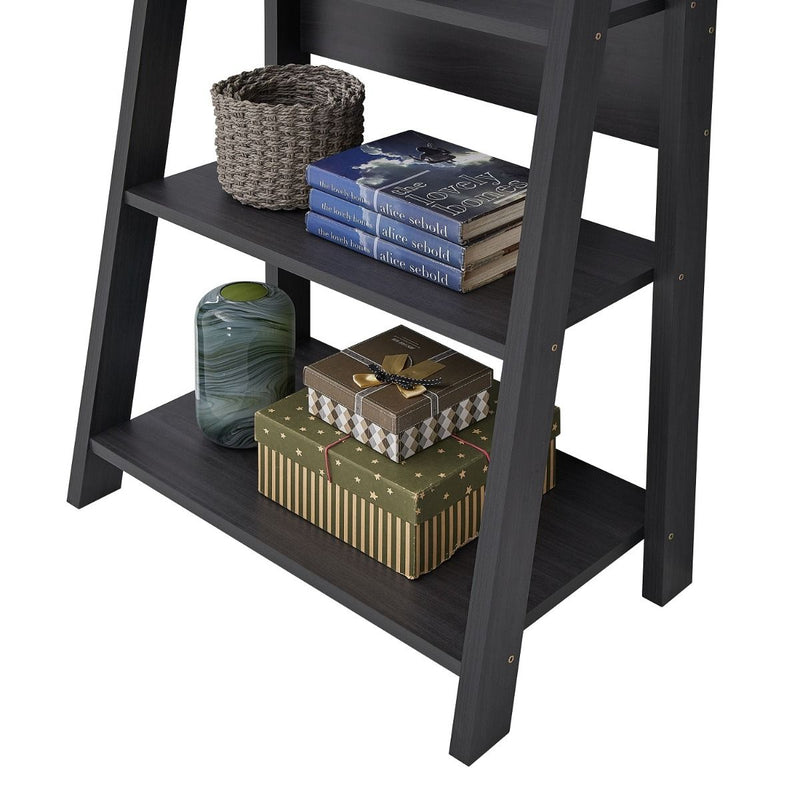 Zinsom Contemporary Design Ladder Bookcase 5 Tier Black
