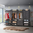 4 Tier Open Wardrobe & Shelves, Coat & Garment Rack Hanging Rail Cloth Rack, Dryer Freestanding Wardrobe For Dressing Room, Bedroom