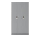 3 Door Wardrobe & Shelves 180cm, Modern Wooden Clothes Storage Cupboards for Bedroom with Hanging Rail