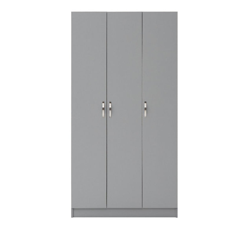 3 Door Wardrobe & Shelves 180cm, Modern Wooden Clothes Storage Cupboards for Bedroom with Hanging Rail
