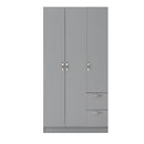 3 Door Wardrobe & Shelves with 2 Drawers 180cm, Modern Wooden Clothes Storage Cupboards for Bedroom with Hanging Rail