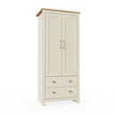 2 Door Wardrobe, Wooden Wardrobe with Drawer Bedroom Storage Furniture Large Cupboard Hanging Bar Clothes Rail Storage