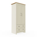 2 Door Wardrobe, Wooden Wardrobe with Drawer Bedroom Storage Furniture Large Cupboard Hanging Bar Clothes Rail Storage