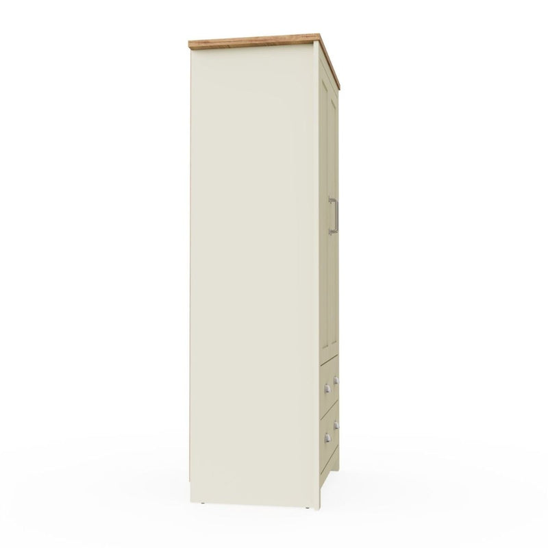 2 Door Wardrobe, Wooden Wardrobe with Drawer Bedroom Storage Furniture Large Cupboard Hanging Bar Clothes Rail Storage