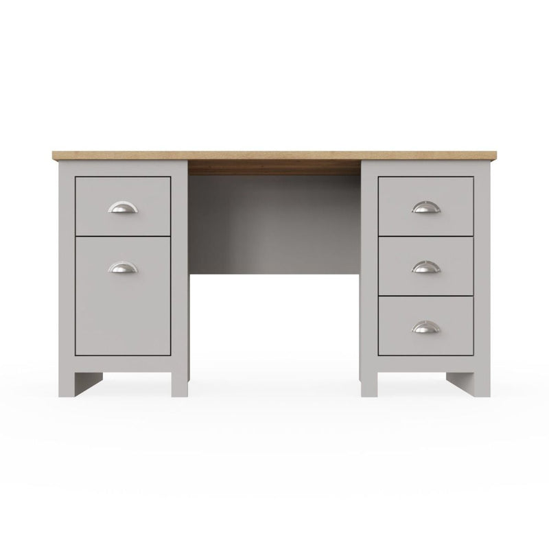 5 Drawer Computer Study Desk - For Home Office & Gaming Table Workstation with Metalic Handles Wooden PC Study Table with Storage