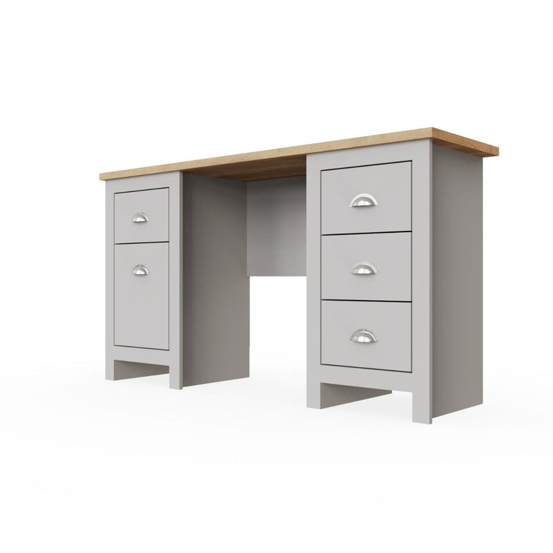 5 Drawer Computer Study Desk - For Home Office & Gaming Table Workstation with Metalic Handles Wooden PC Study Table with Storage