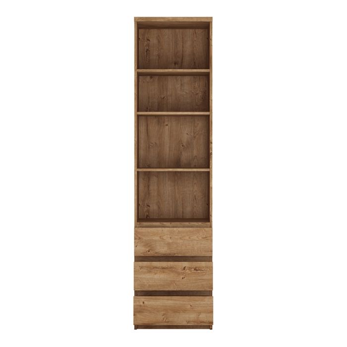 Bookcase Bookshelf with 3 Drawers and 4 Shelves 200cm | Freestanding Display Unit Furniture