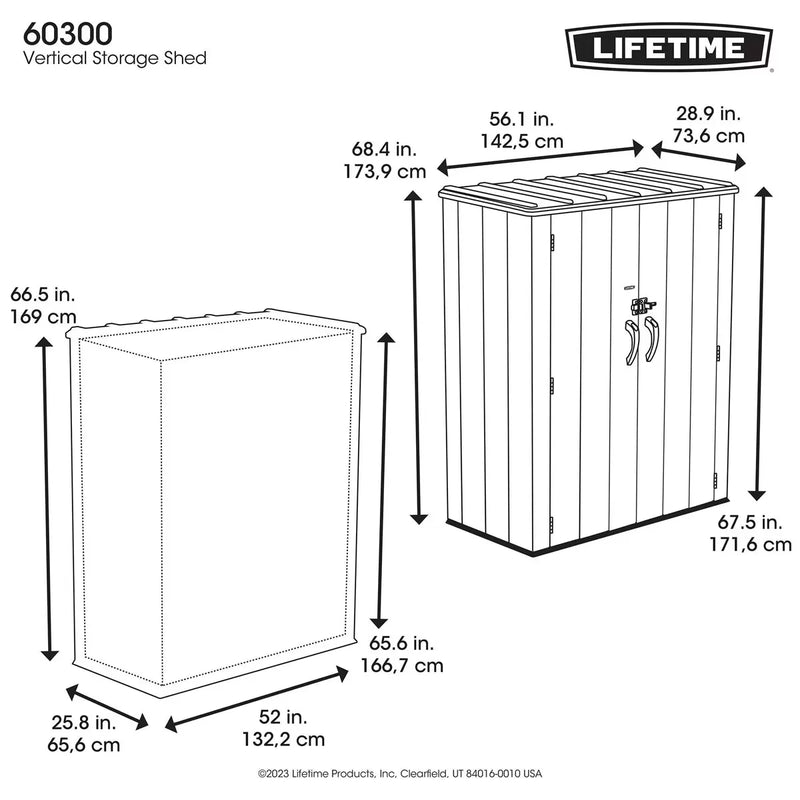 Lifetime 4ft 6" x 2ft 4" (1.4 x 0.7m) Vertical 1,510 Litre Garden Storage Shed