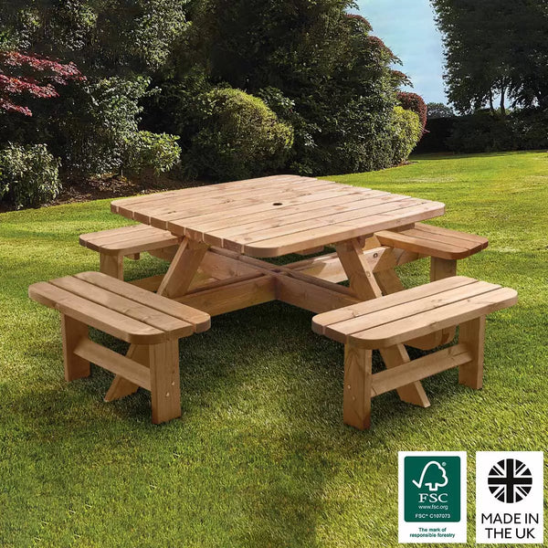 Anchor Fast 8 Seater Pine Wood Picnic Table