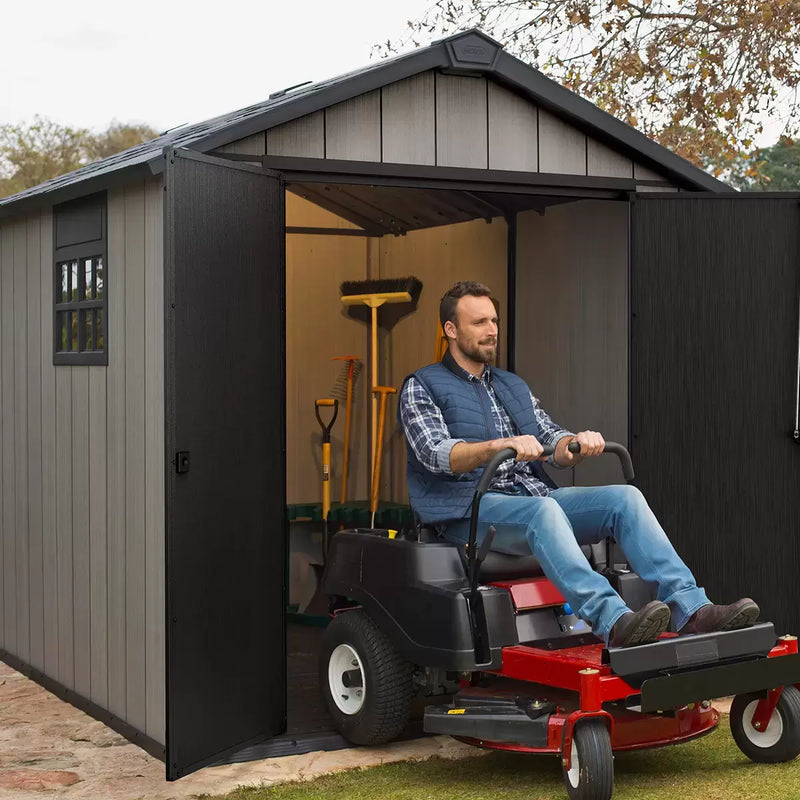Keter Oakland Shed 7ft 6" x 9ft 4" (2.3 x 2.9m) Outdoor Garden Storage Shed House for Bikes, Mowers & Tools