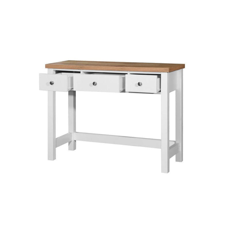 3 Drawer Dressing Table with Mirror, Makeup Table with 3 Drawers , Bedroom Makeup Desk Vanity Table, Modern Style,&nbsp;White Frames with Contrasting Oak Top
