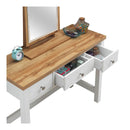 3 Drawer Dressing Table with Mirror, Makeup Table with 3 Drawers , Bedroom Makeup Desk Vanity Table, Modern Style,&nbsp;White Frames with Contrasting Oak Top