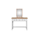 3 Drawer Dressing Table with Mirror, Makeup Table with 3 Drawers , Bedroom Makeup Desk Vanity Table, Modern Style,&nbsp;White Frames with Contrasting Oak Top