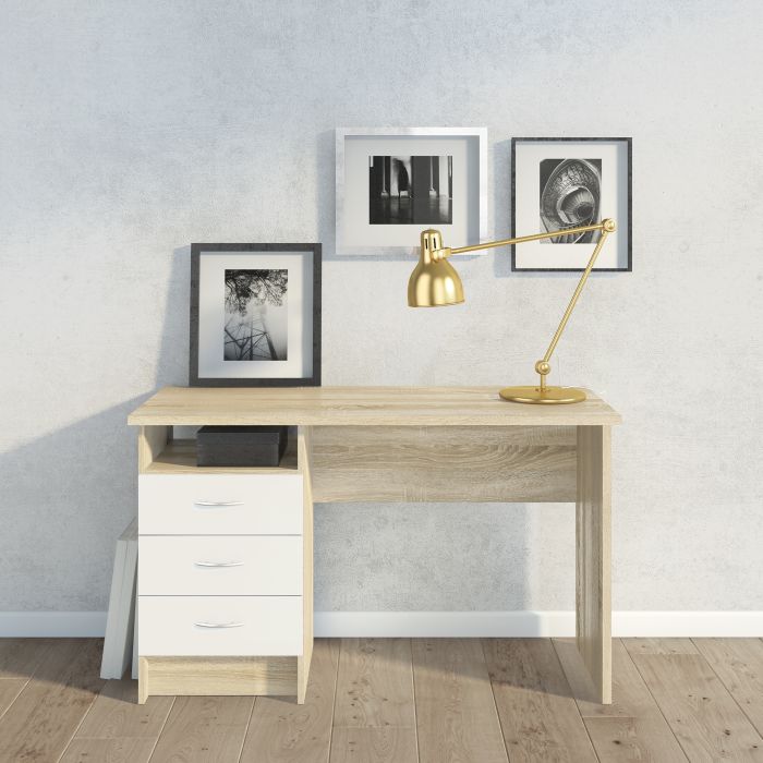 3 Drawer Home Computer Office Desk Table | 1 Storage Shelf Workstation | Large Writing Study Table