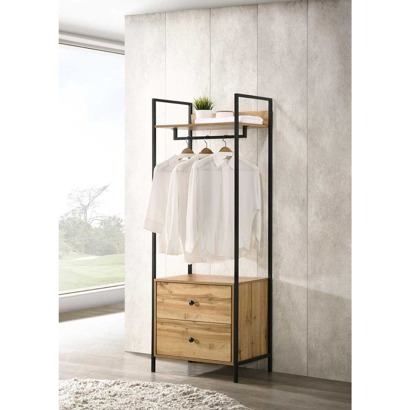 2 Tier Open Wardrobe & 2 Drawers, Coat & Garment Rack Hanging Rail Cloth Rack, Dryer Freestanding Wardrobe For Dressing Room, Bedroom