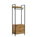 2 Tier Open Wardrobe & 2 Drawers, Coat & Garment Rack Hanging Rail Cloth Rack, Dryer Freestanding Wardrobe For Dressing Room, Bedroom