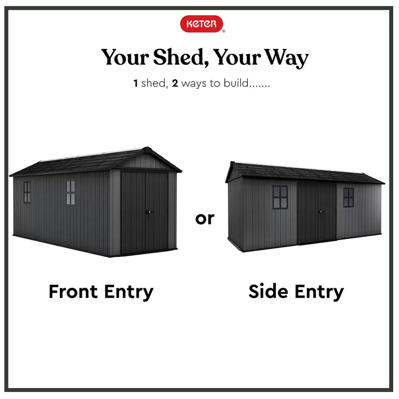 Keter Newton Plus 17ft 6" x 7ft 6" (5.3 x 2.3m) Storage Shed in 2 Configurations