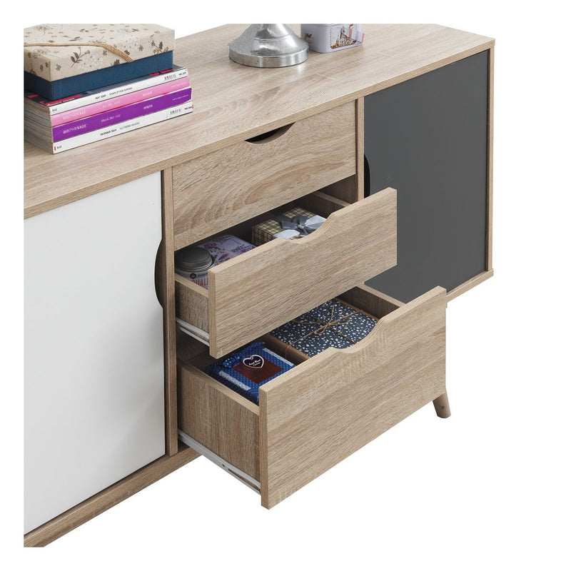 Zinsom Scandinavian Style Sideboard With 2 Doors & 3 Drawers in Oak
