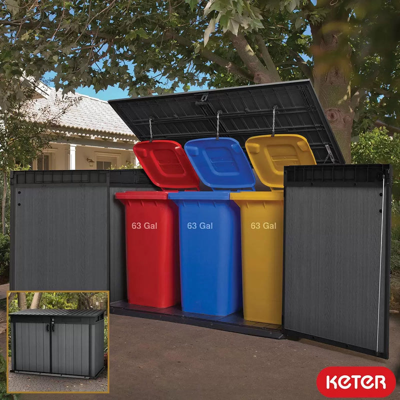 Keter Cortina Mega Store Unit 6ft 3" x 3ft 7" Garden Outdoor Storage Shed For Bikes & Bins