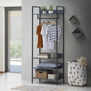 4 Tier Open Wardrobe & Shelves, Coat & Garment Rack Hanging Rail Cloth Rack, Dryer Freestanding Wardrobe For Dressing Room, Bedroom