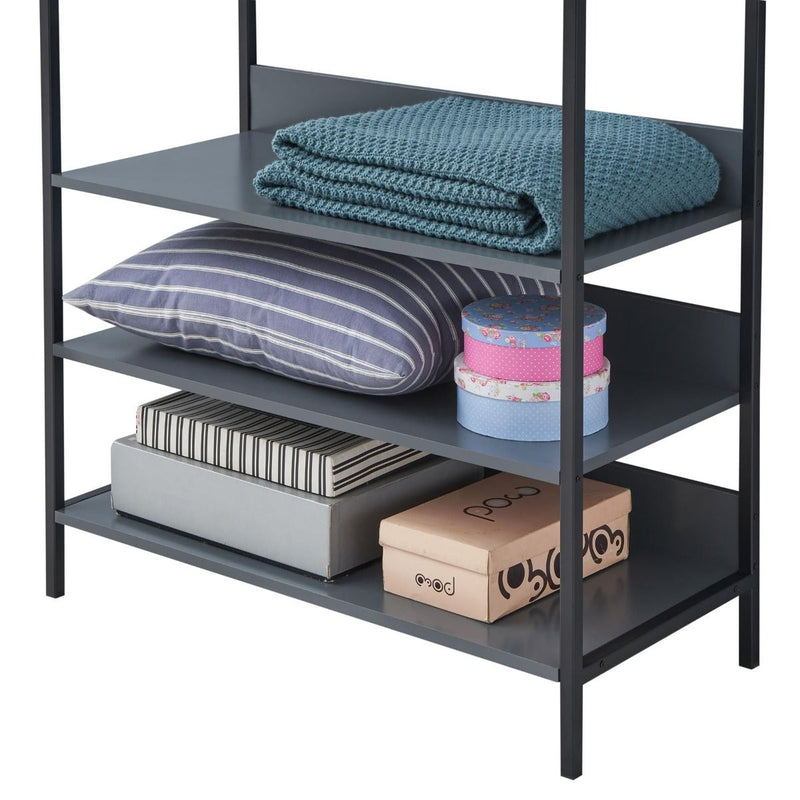 4 Tier Open Wardrobe & Shelves, Coat & Garment Rack Hanging Rail Cloth Rack, Dryer Freestanding Wardrobe For Dressing Room, Bedroom