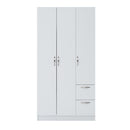 3 Door Wardrobe & Shelves with 2 Drawers 180cm, Modern Wooden Clothes Storage Cupboards for Bedroom with Hanging Rail