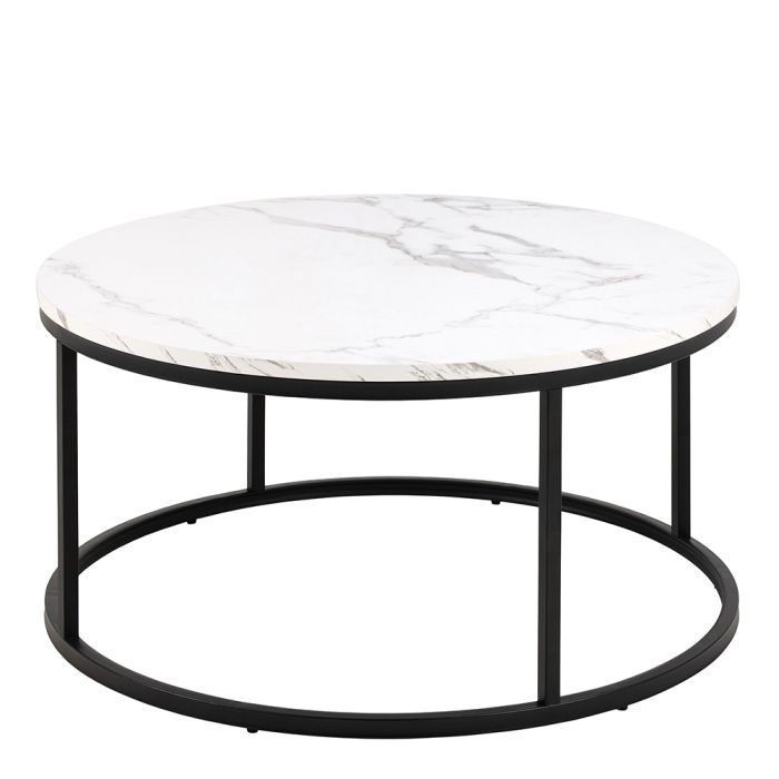 Marble Top Round Coffee Tables l 80cm Sintered Stone High Gloss Tabletop