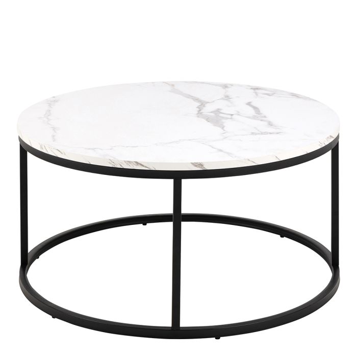 Marble Top Round Coffee Tables l 80cm Sintered Stone High Gloss Tabletop