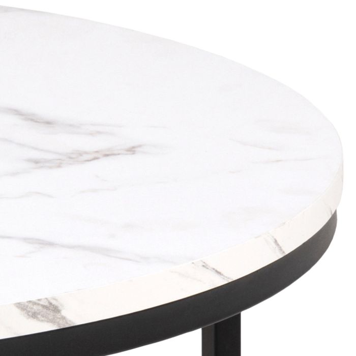 Marble Top Round Coffee Tables l 80cm Sintered Stone High Gloss Tabletop