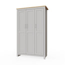 3 Door Wardrobe 181cm, Wooden Wardrobe with Drawer Bedroom Storage Furniture Large Cupboard Hanging Bar Clothes Rail Storage