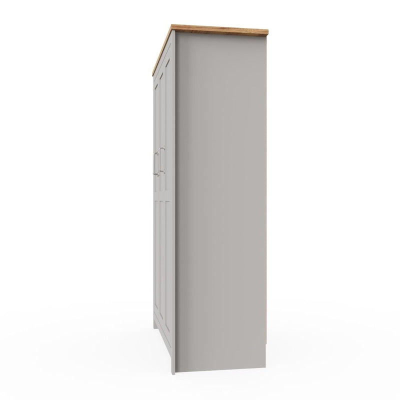 3 Door Wardrobe 181cm, Wooden Wardrobe with Drawer Bedroom Storage Furniture Large Cupboard Hanging Bar Clothes Rail Storage