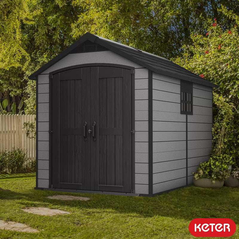 Keter Premier Shed (2.3 x 3.5m) Large Outdoor Garden Storage Shed House for Tools, Tractors, Mowers & Bikes