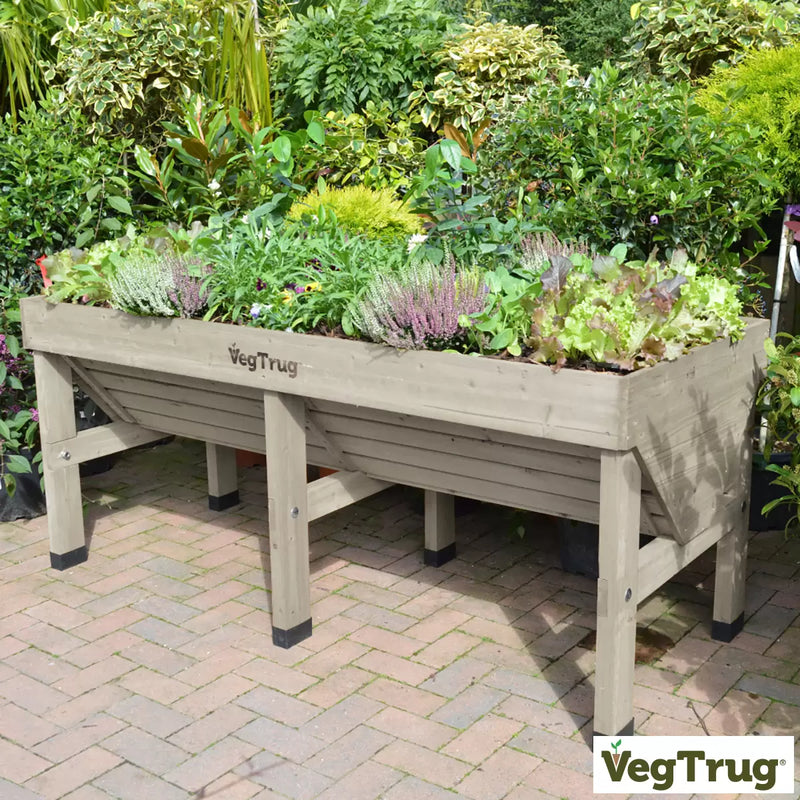VegTrug 1.8m Medium Raised Wooden Planter in Natural Wood Colour