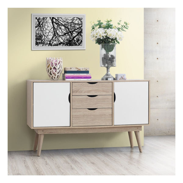 Zinsom Scandinavian Style Sideboard With 2 Doors & 3 Drawers in Oak White