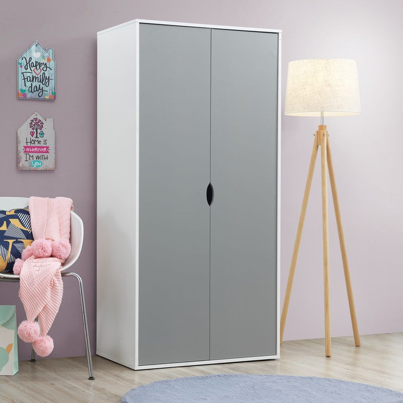 2 Door Wardrobe Shelf 165cm, Modern Wooden Clothes Storage Cupboards for Bedroom with Hanging Rail
