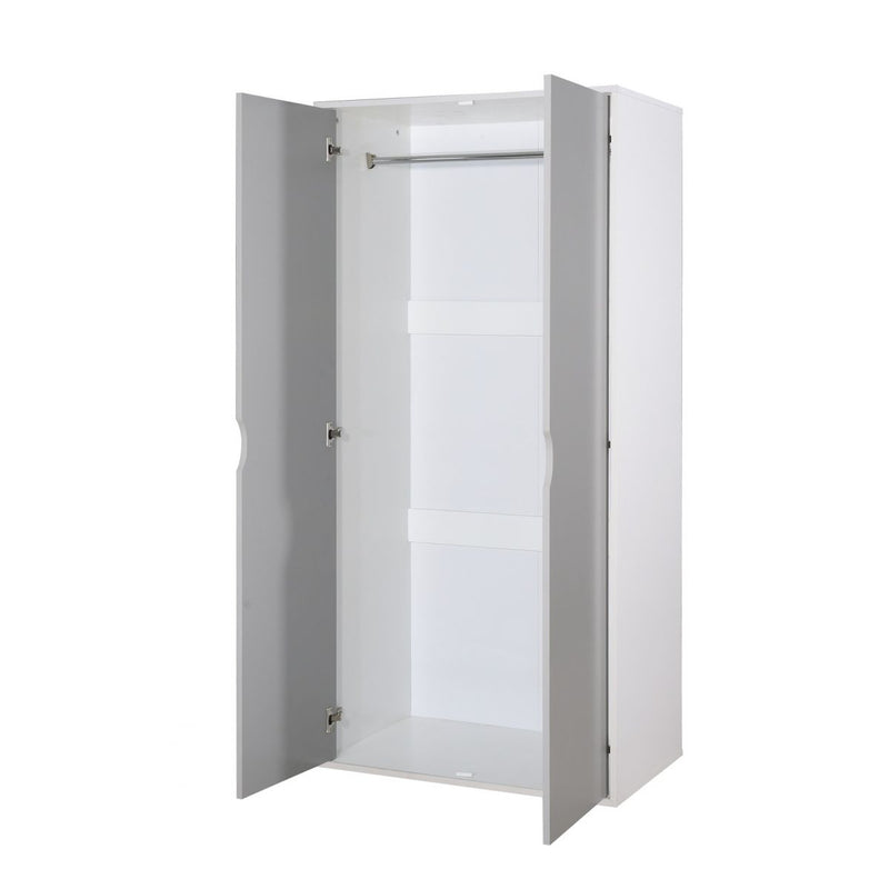 2 Door Wardrobe Shelf 165cm, Modern Wooden Clothes Storage Cupboards for Bedroom with Hanging Rail